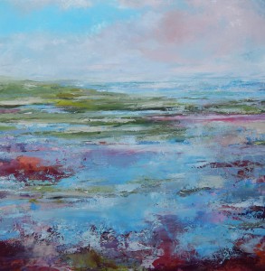 Blossoming Sea Lavender Mixed media on canvas. 104 x 104cm Framed.