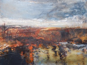 Salty Marsh Sky Mixed media on board. 36 x 41cm Framed
