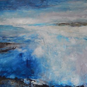 Mixed media on canvas. 104 x 104cm. Framed