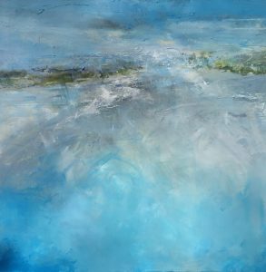 Mixed media on canvas. 104 x 104cm. Framed