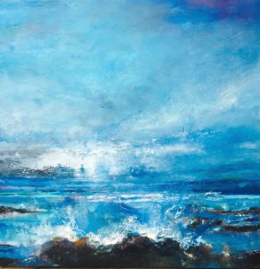 Mixed media on canvas. 104 x 104cm. Framed