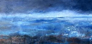 £700 Mixed media on board. 70x40cm. Framed