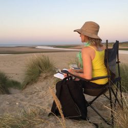 Artist Tracey Ross sketching