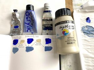 Mixing a 50:50 ratio of Ultramarine Blue with Buff Titanium 