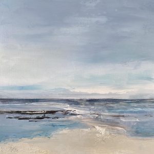 Painting of Wells beach with a gentle tide by Tracey Ross Artist 